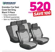 Stingray 11 Piece Grandeur Car Seat Cover Set Grey Black-Per Set