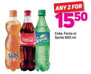 Coke/Fanta Or Sprite-2x600ml