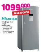 Hisense 230ltr Single Door Fridge Silver RR229D