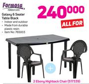 Formosa Galaxy 6 Seater Table (Black) With 2 Ebony Highback chair-For All