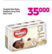Huggies New Baby Nappies Carry Pack Size 1-42's Pack