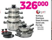Tissolli 16-Piece Stainless Steel Princess Solid Lids Pot Set