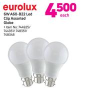 Eurolux 6W A60-B22 LED Clip Globe-Each