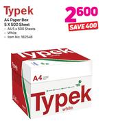 Typek A4 White Paper Box-5 x 500 Sheet