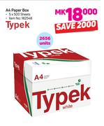 Typek A4 White Paper Box-5x500 Sheets