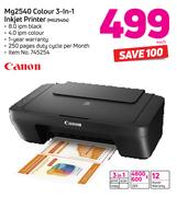 Canon MG2540 Colour 3 In 1 Inkjet Printer 