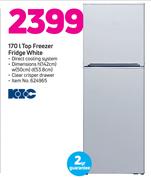 KIC 170Ltr Top Freezer Fridge (White)