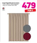 Always Home Lined Taped Scroll Curtains-230 x 218cm-For 2