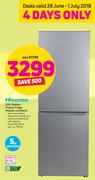 2Hisense 299Ltr Bottom Freezer Fridge Metallic H299BME