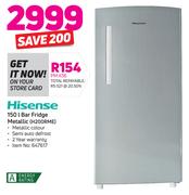 Hisense 150Ltr Bar Fridge Metallic H200RME