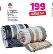 Always Home 2 Ply Bobble Stripe Blanket Natural-150 x 200cm Each