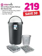 Miss Molly 50Ltr 4 Piece Plastic Refuse Bin Starter Set-Per Set
