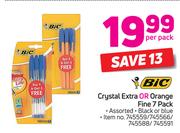 Bic Crystal Extra Or Orange Fine 7 Pack-Per Pack