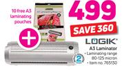 Logik A3 Laminator With 10 Free A3 Laminating Pouches