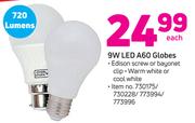 Simple Choice 9W LED A60 Globes 720 Lumens-Each