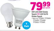 Simple Choice 6W LED A60 Globe 5 Pack Or 4W GU10 Globe 5 Pack-Per Pack