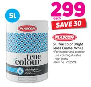 Plascon True Colour Bright Gloss Enamel White-5Ltr Each