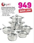 Tissolli 12 Piece Stainless Steel Saphir Solid Lids Pot Set-Per Set