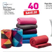 Mainstays Polar Fleece Throw Geo Bright-130 x 150cm Each