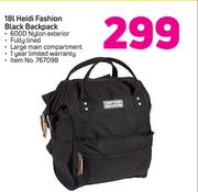 18Ltr Heidi Fashion Black Backpack