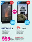 Nokia 1 Or Huawei Y3 2018-Each