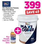 Dulux Maxi over Nukote Matt PVA White-20Ltr Plus Powafix Paint Tint-50ml