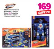 Adventure Wheels 38cm Animated Space Robot With Light & Sound Or Police Fire Construction Station-Ea
