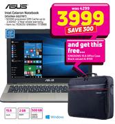 Asus Intel Celeron Notebook X541NA-GQ78T With Kingsons 15.6 Office Case Black