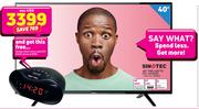 Sinotec 40" FHD LED TV STL-40F1A11A With Sinotec Alarm Clock Radio CR-234D