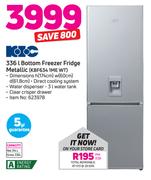KIC 336Ltr Bottom Freezer Fridge Metallic KBF634 1ME WT