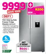 Defy 740Ltr Side By Side Freezer Fridge Metallic DFF437 With Free Game Shopping Voucher R200