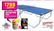Spinsport 4Piece Foldable Table Tennis Table With Free Donnay 1 Star 36xBucket Of Balls & Tennis Net