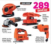 Black & Decker Mouse Sander, 135 Finishing Sander Or  650W 115mm Grinder-Each