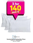 Main Stays Standard Quilted Hollowfiber Pillow-For 3