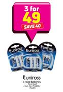 Uniross 4 Pack Batteries-For 3