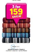 Main Stays Assorted Bath Towels 65x130cm-For 3