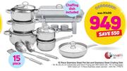 Tissolli 15 Piece Stainless Steel Pot Set And Stainless Steel Chafing Dish-Per Set