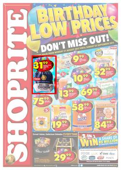 Shoprite KZN : Birthday Low Prices (21 Aug - 03 Sep 2017), page 1