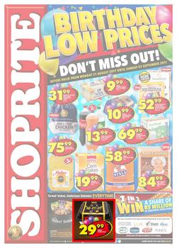 Shoprite KZN : Birthday Low Prices (21 Aug - 03 Sep 2017), page 1