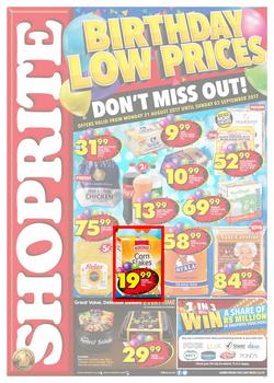 Shoprite KZN : Birthday Low Prices (21 Aug - 03 Sep 2017), page 1