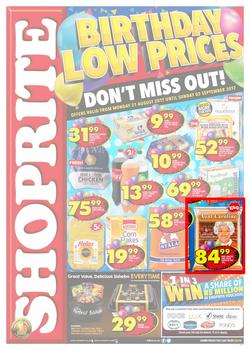 Shoprite KZN : Birthday Low Prices (21 Aug - 03 Sep 2017), page 1