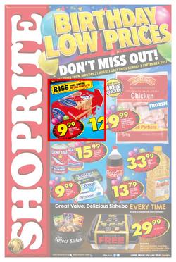 Shoprite : Birthday Low Prices (21 Aug - 03 Sep 2017), page 1