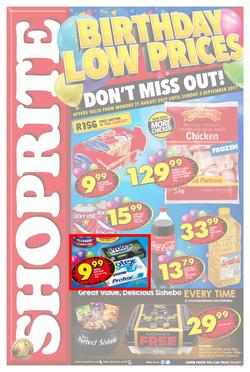 Shoprite : Birthday Low Prices (21 Aug - 03 Sep 2017), page 1