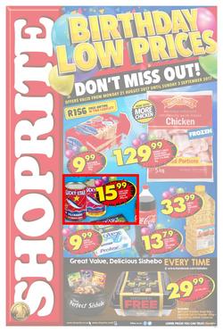 Shoprite : Birthday Low Prices (21 Aug - 03 Sep 2017), page 1