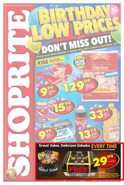 Shoprite : Birthday Low Prices (21 Aug - 03 Sep 2017), page 1