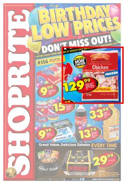 Shoprite : Birthday Low Prices (21 Aug - 03 Sep 2017), page 1