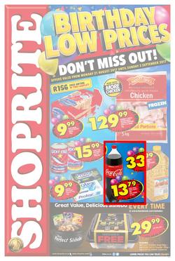 Shoprite : Birthday Low Prices (21 Aug - 03 Sep 2017), page 1