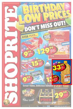 Shoprite : Birthday Low Prices (21 Aug - 03 Sep 2017), page 1