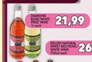 Diamond Rose/White Perle Wine-1Ltr Each