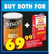 Frisco Instant Coffee Assorted-750g + Ritebrand Long Life Milk Assorted-1Ltr-Both For